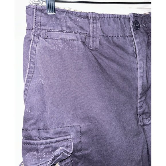 NWT Trailer Cargo Shorts Mens Sz 32 Heavy Duty Cotton Khaki Blue Drawstring - Picture 2 of 10